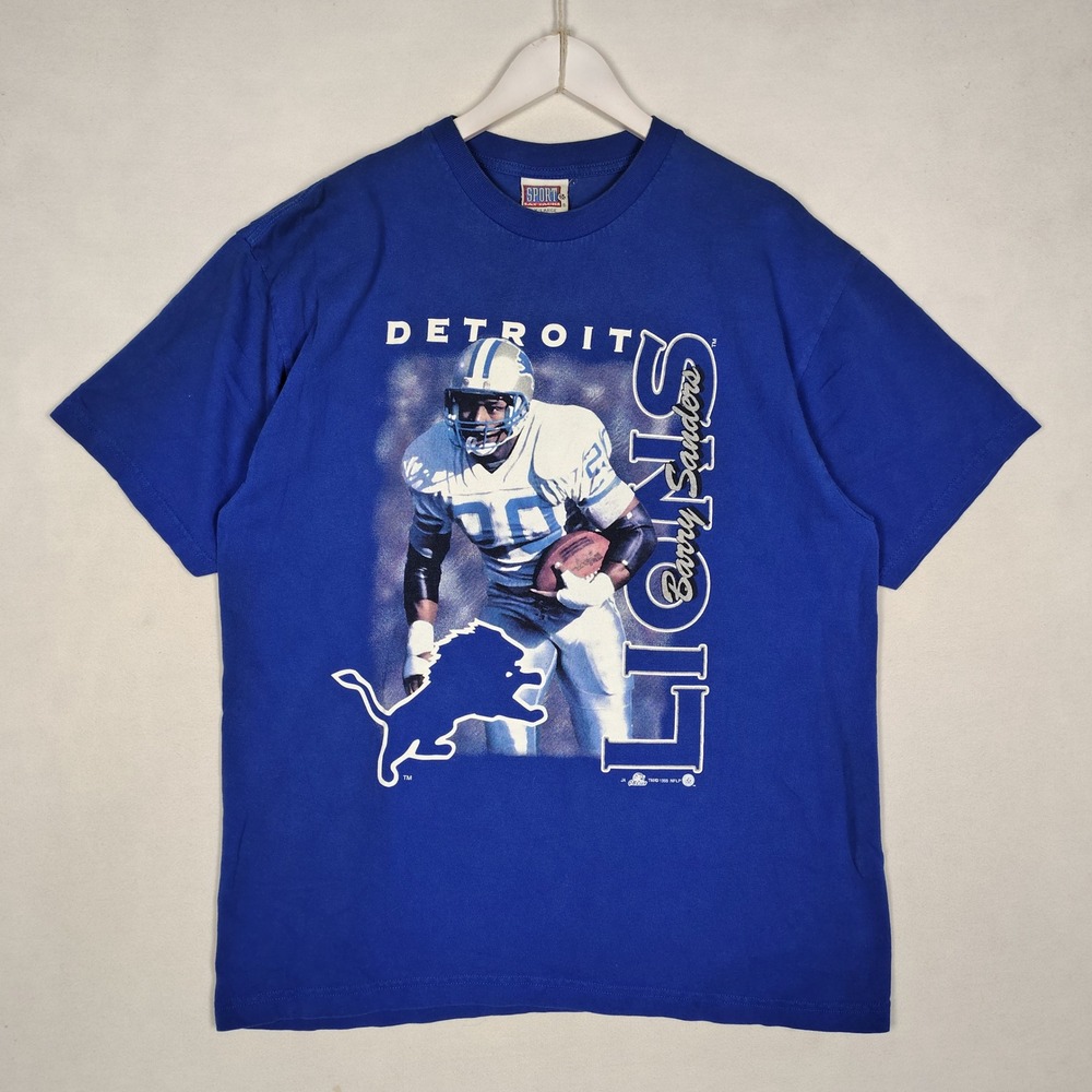 Vintage Sport Attack Detroit Lions Barry Sanders T-Shirt Blue XL NFL Football
